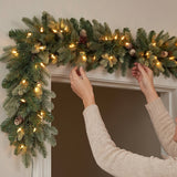 Pre-Lit Copenhagen Spruce Garland with Clear Lights, 9 Foot (Plug-In)