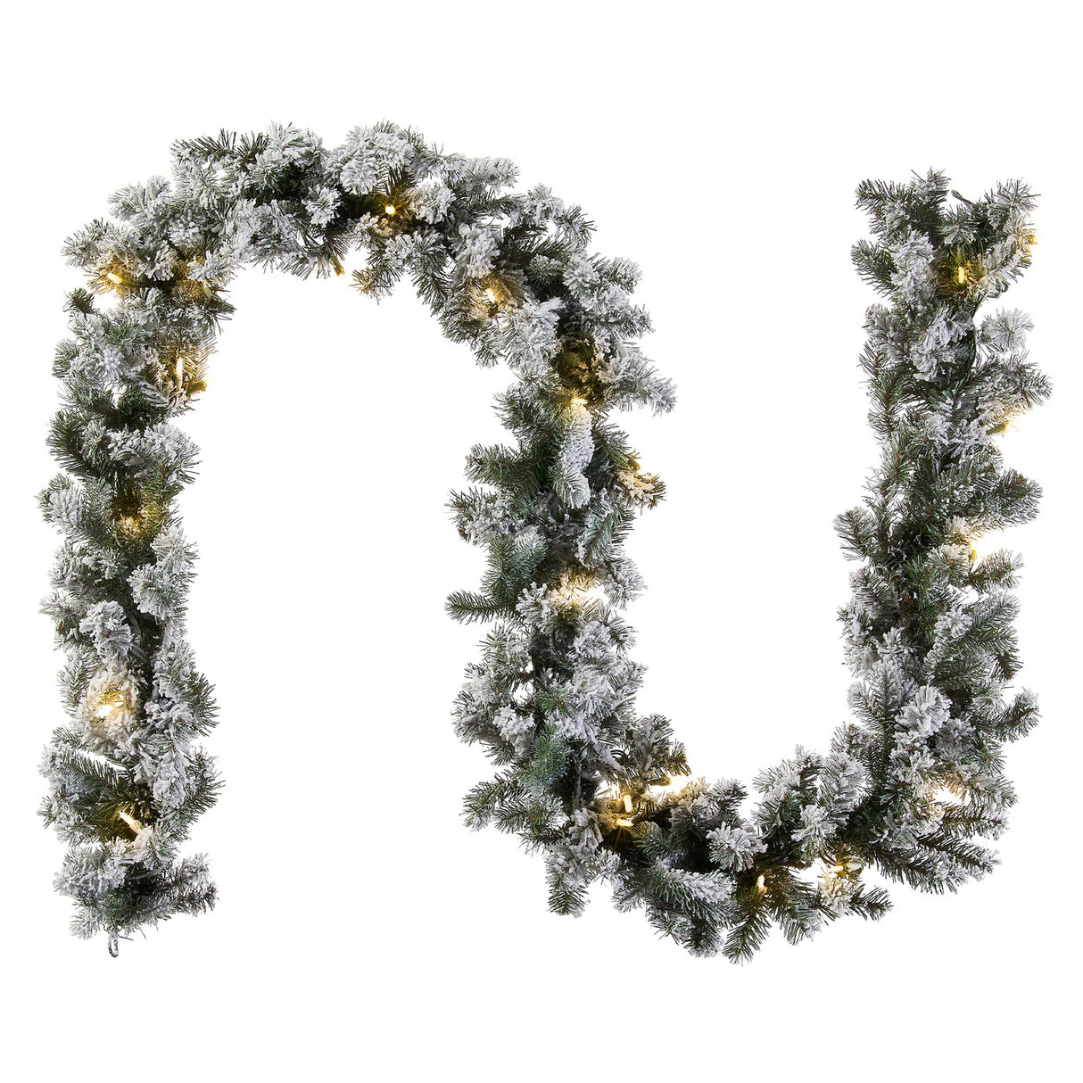 Pre-Lit Snowy Camden Garland with Clear Lights, 9 Foot