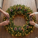 Pre-Lit Norwood Fir Wreath with Warm White LED Lights, 48 Inch