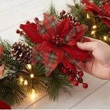 Pre-Lit Tartan Plaid Garland with Warm White LED Lights, 9 Foot