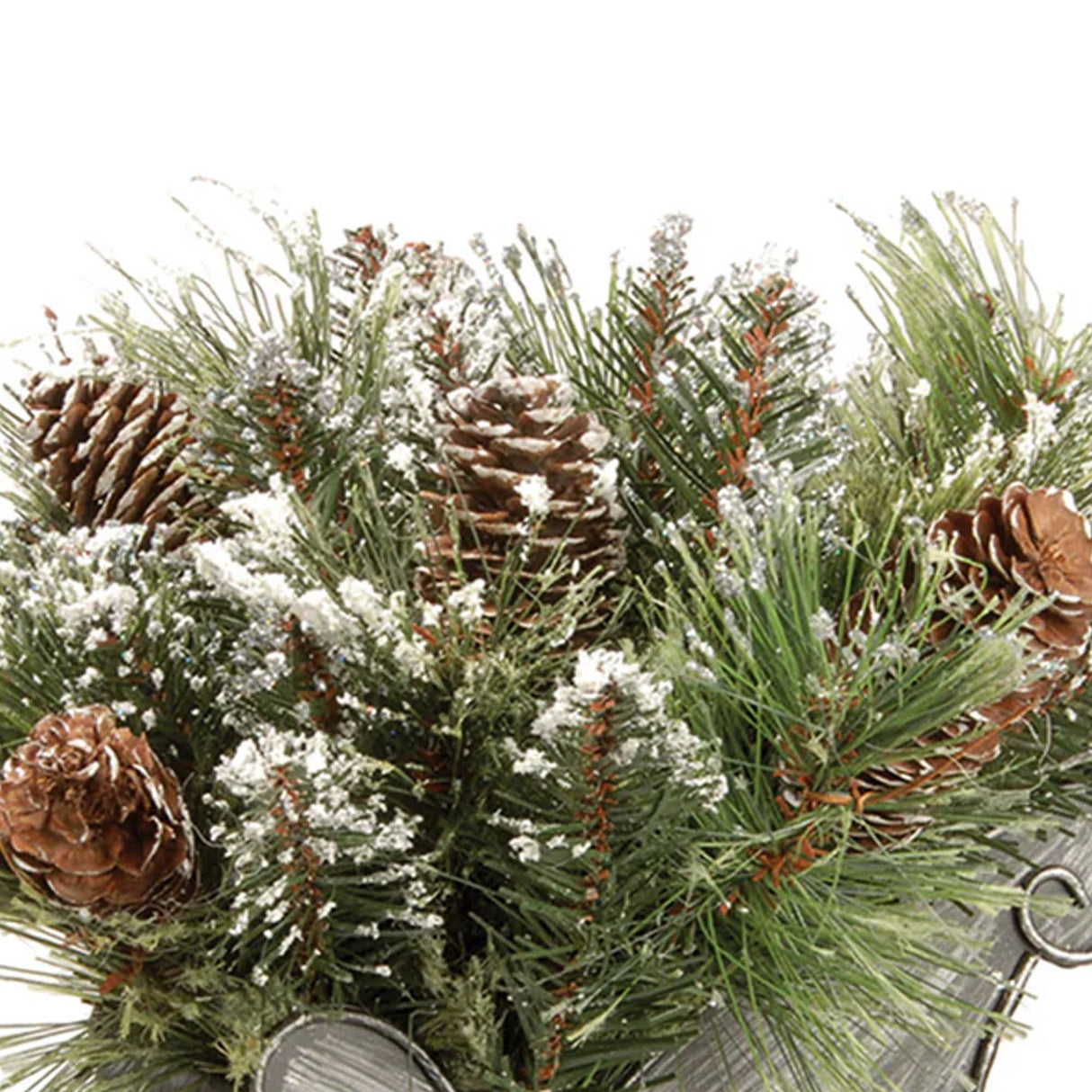 Glittery Bristle Pine Decorative Sleigh Accent with Pinecones, 10 Inch