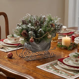 Glittery Bristle Pine Decorative Sleigh Accent with Pinecones, 10 Inch