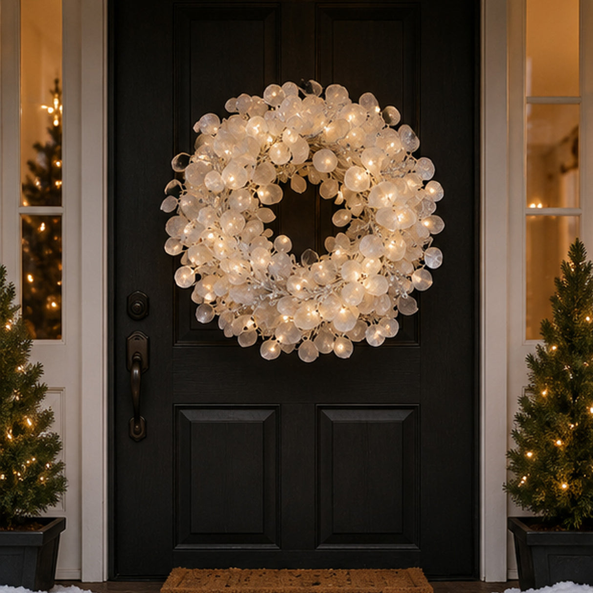 Winter Frost White Wreath with Gem Accents, 24 Inch Holiday Decor