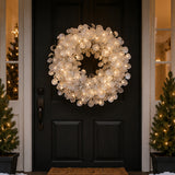 Winter Frost White Wreath with Gem Accents, 24 Inch Holiday Decor