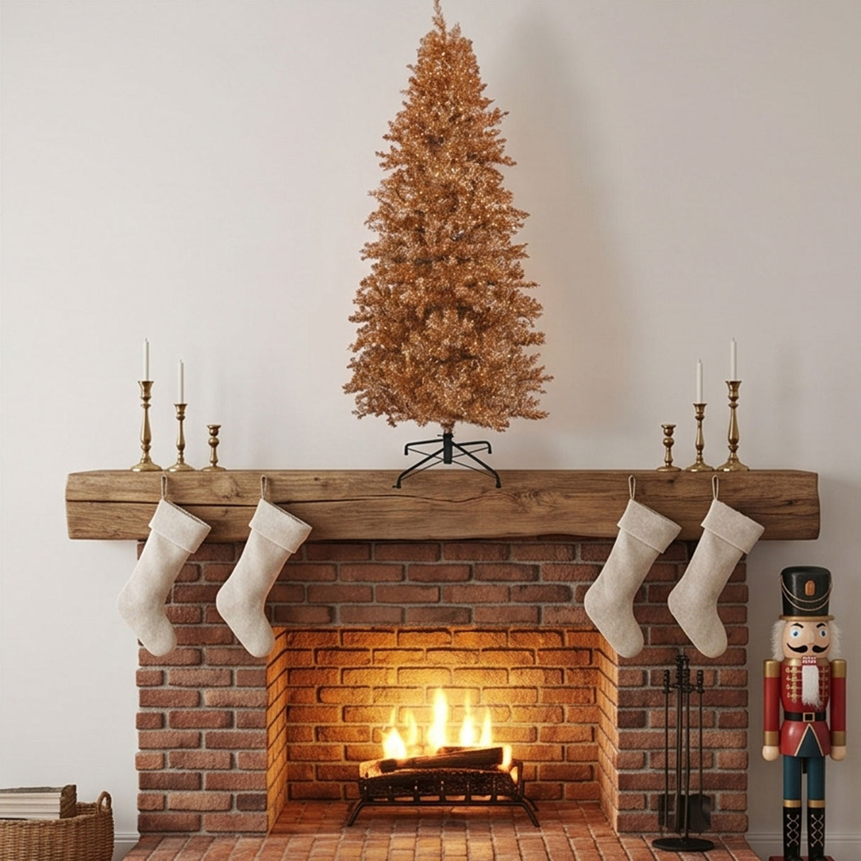 9ft Pre-Lit Rose Gold Metallic Christmas Tree with Warm White LED Lights