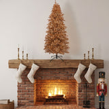 9ft Pre-Lit Rose Gold Metallic Christmas Tree with Warm White LED Lights