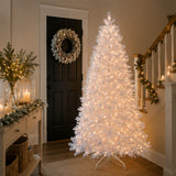 9ft Pre-Lit North Valley White Spruce Christmas Tree with Clear Lights