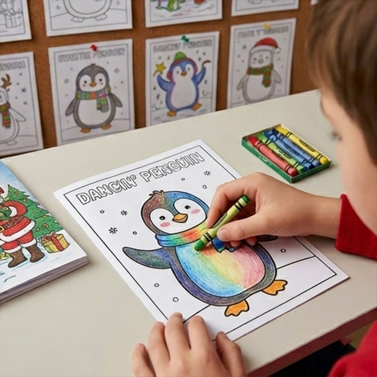 Christmas Coloring Books with 4-Color Crayons 12 Pack Activity Set