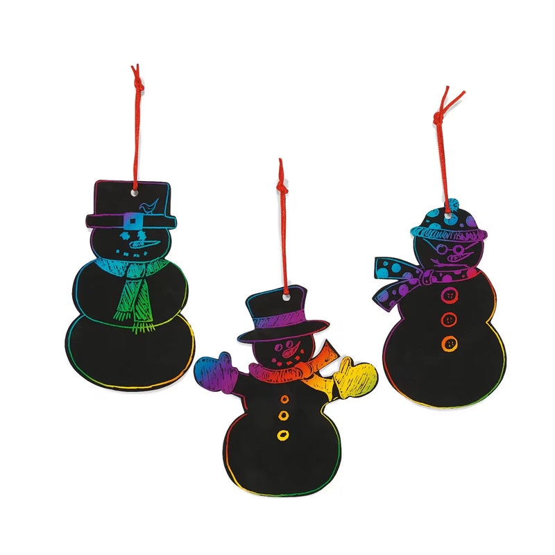 Magic Color Scratch Snowman Cardstock Christmas Ornaments 24 Pack Craft Kit