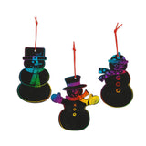 Magic Color Scratch Snowman Cardstock Christmas Ornaments 24 Pack Craft Kit