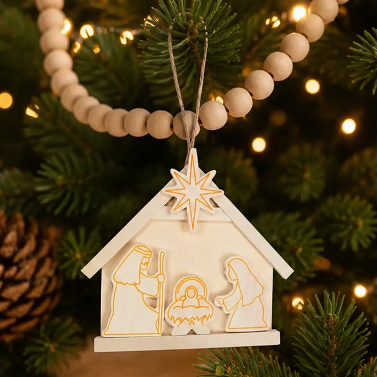 DIY Unfinished Wood Nativity Christmas Ornaments 12 Pc Craft Set
