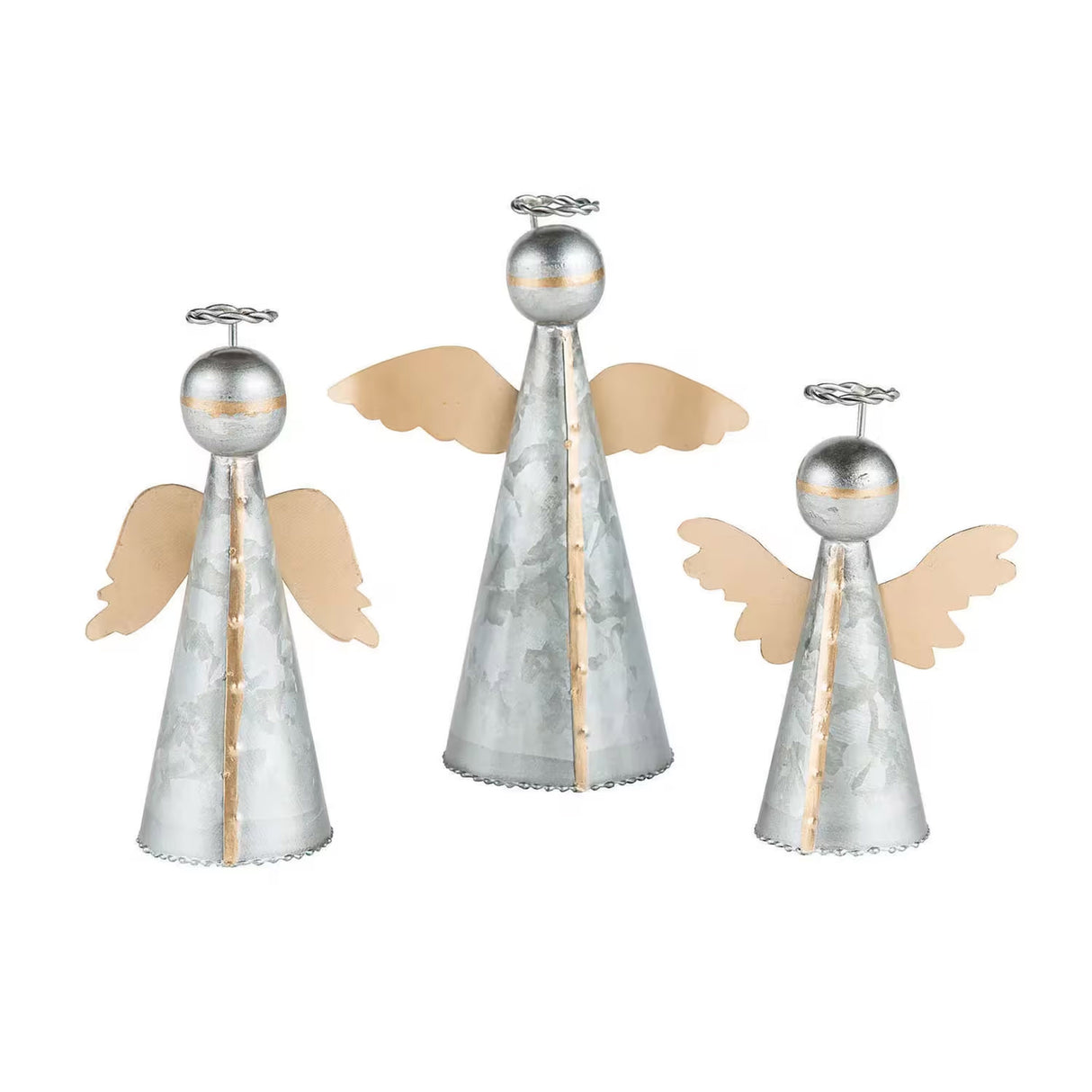 Gold and Silver Angel Metal Tabletop Decor Set 3 Pc