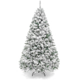 Snow Flocked Artificial Pine Christmas Tree with Foldable Metal Stand