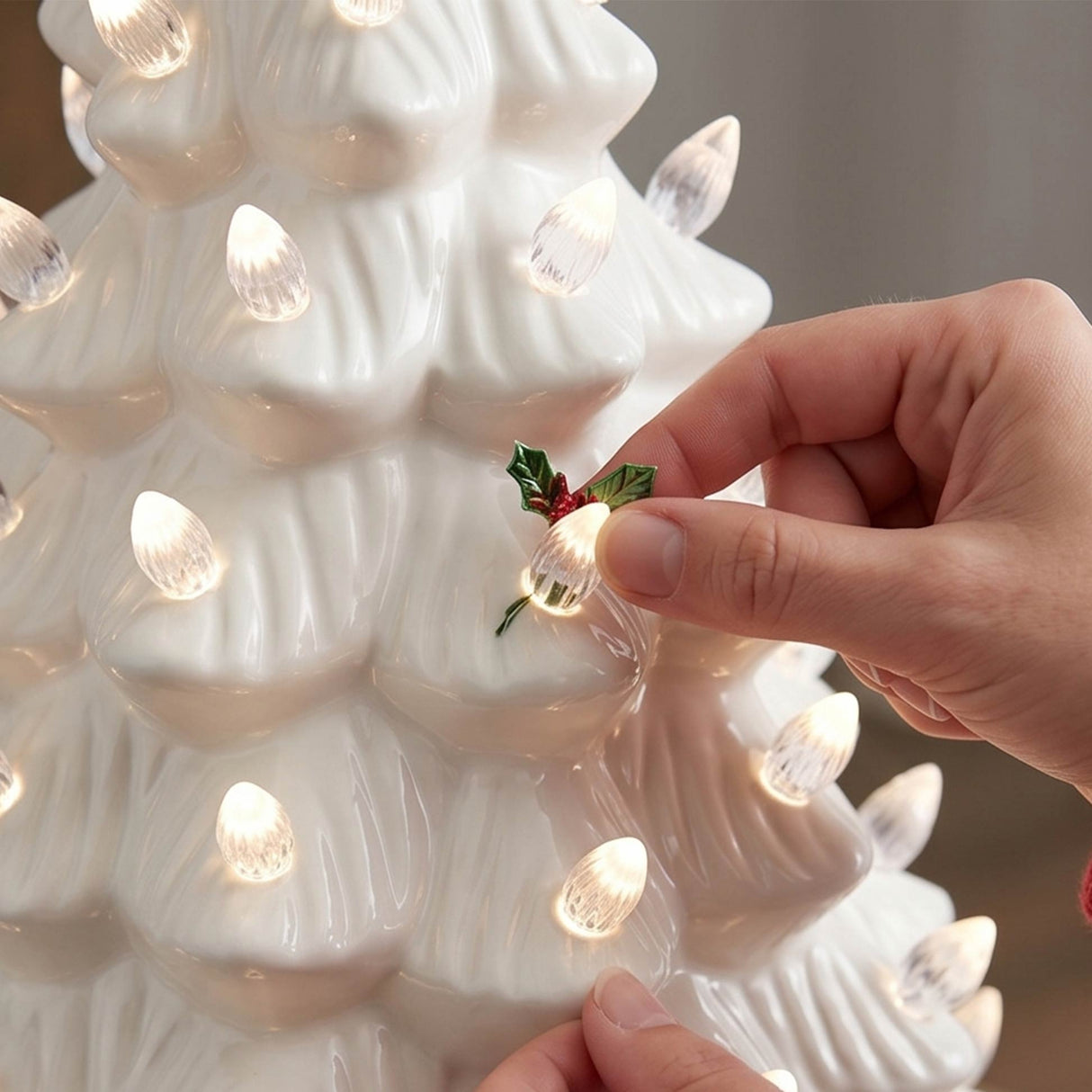 Set of 3 Pre Lit Ceramic Tabletop Christmas Trees