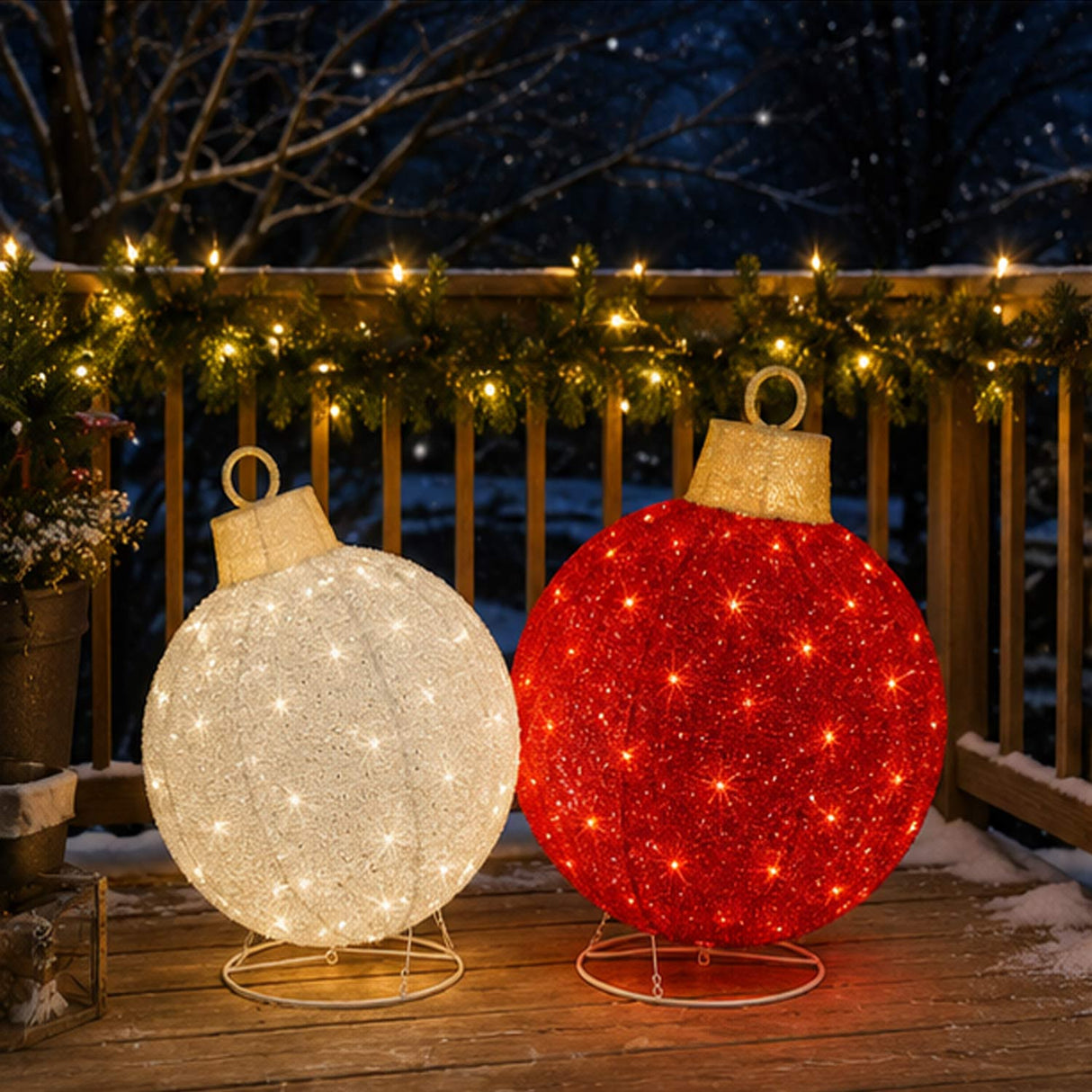 Lighted Pop-Up Christmas Ornaments Outdoor Decoration Set 2 Pc LED