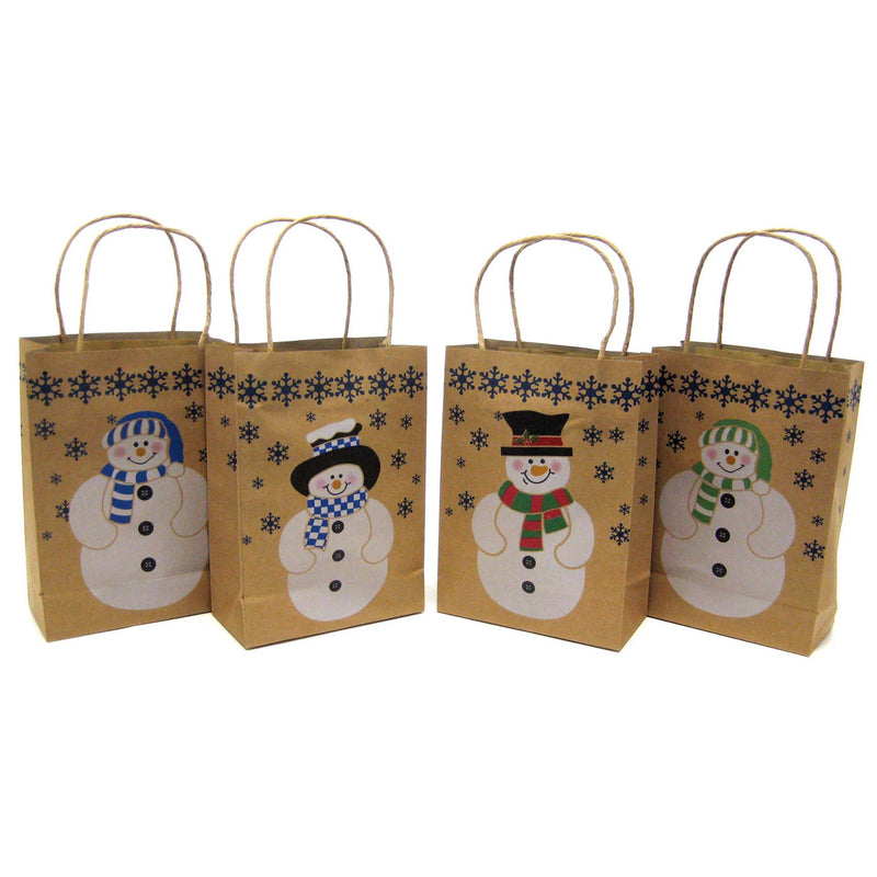 Snowman Paper Gift Bags with Handles 12 Ct Christmas Bags