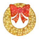 Pre Lit Outdoor Christmas Wreath with Bow LED Metal Holiday Decor 48 Inch