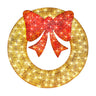 Pre Lit Outdoor Christmas Wreath with Bow LED Metal Holiday Decor 48 Inch