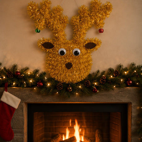 13 Inch Tinsel Reindeer Christmas Window Hanging Decoration