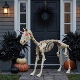 27" Unicorn Skeleton Plastic Halloween Decoration with Glowing Eyes