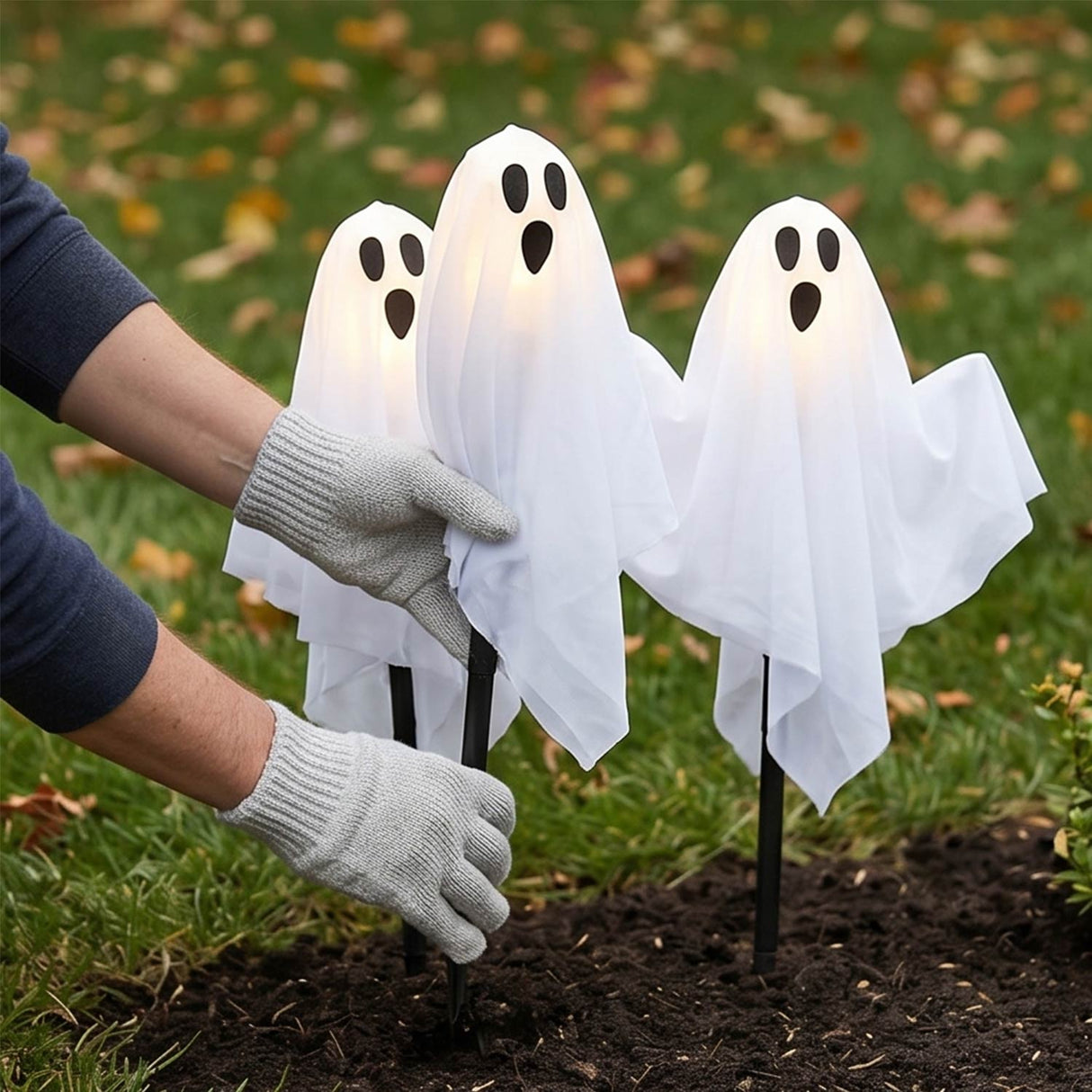 20" LED Ghost Yard Stakes – 3 Pc Set