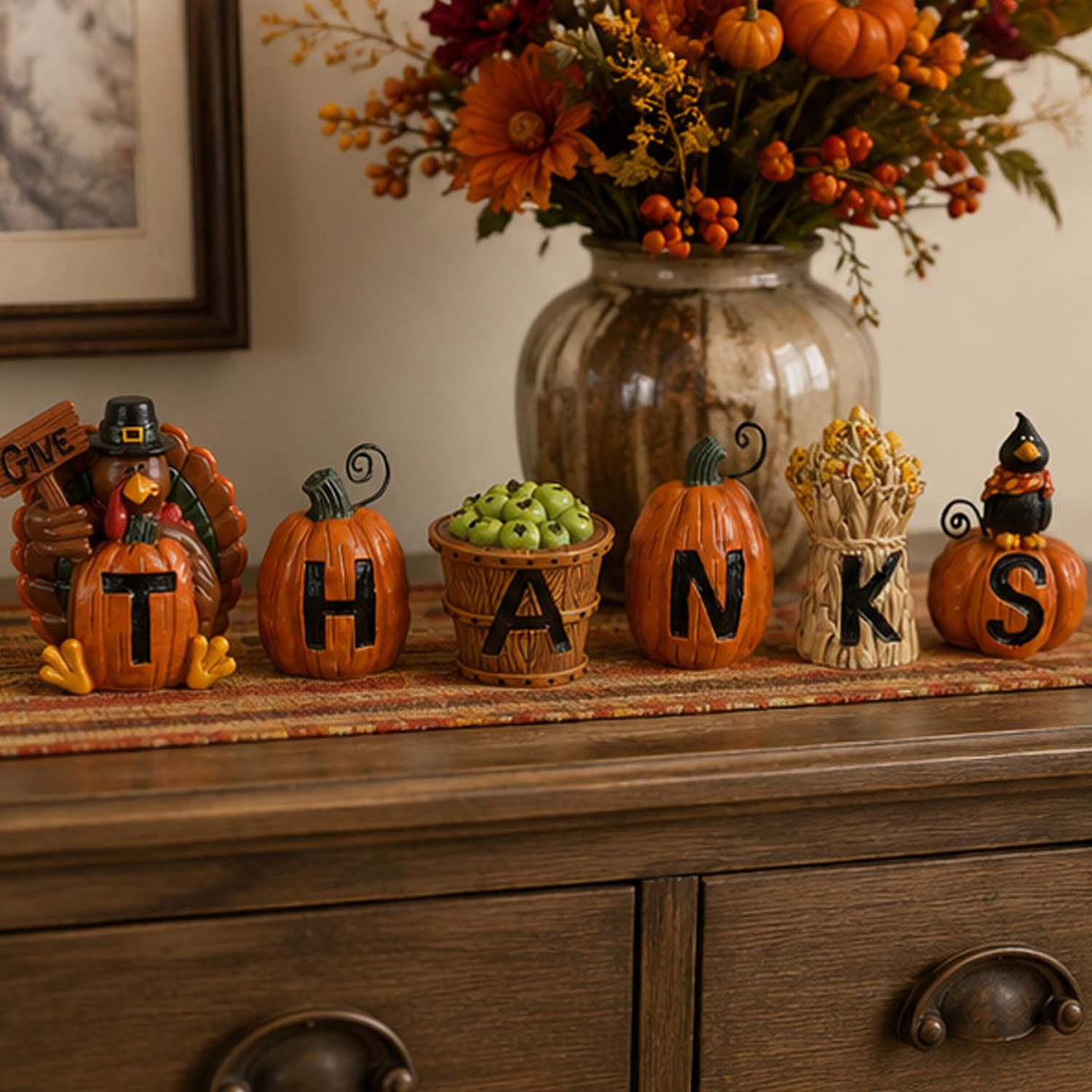 “Give Thanks” Thanksgiving Blocks Fall Decoration Set (6 Pc)