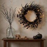 24 in. Pre-Lit Halloween Deadwood Twig Wreath with LED Lights