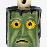 6 in. 2-Piece Halloween Frankenstein Porcelain Candle with Multicolor LED Lights