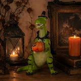 10 in. Halloween Dinosaur with Jack-O-Lantern Tabletop Decoration
