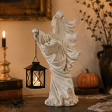 14 in. Halloween Ghost with Lantern Holds One Candle Tabletop Decoration