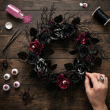 22IN Halloween Spooky Wreath with Roses & Thorns