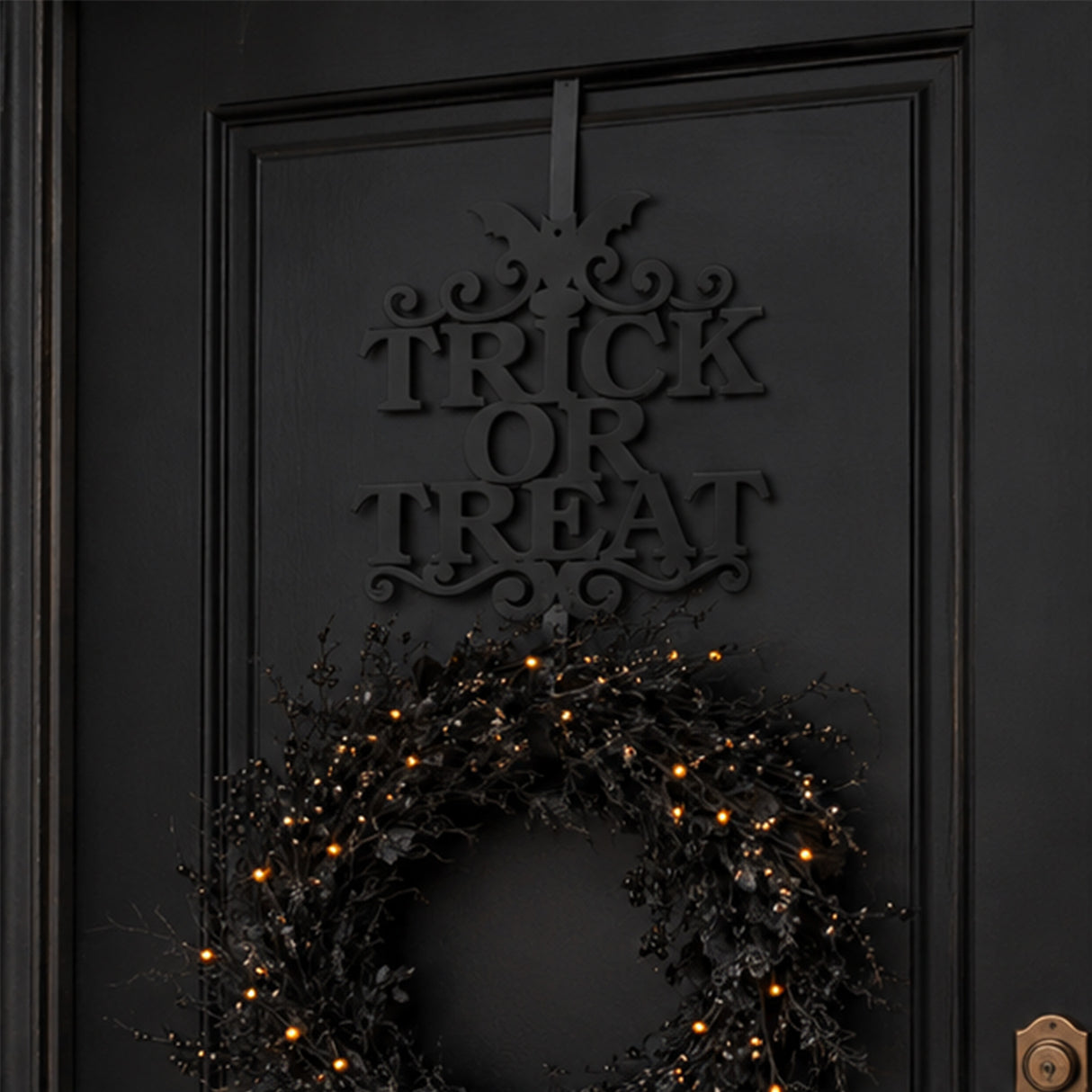 19 in. Halloween “Trick or Treat” Metal Wreath Hanger