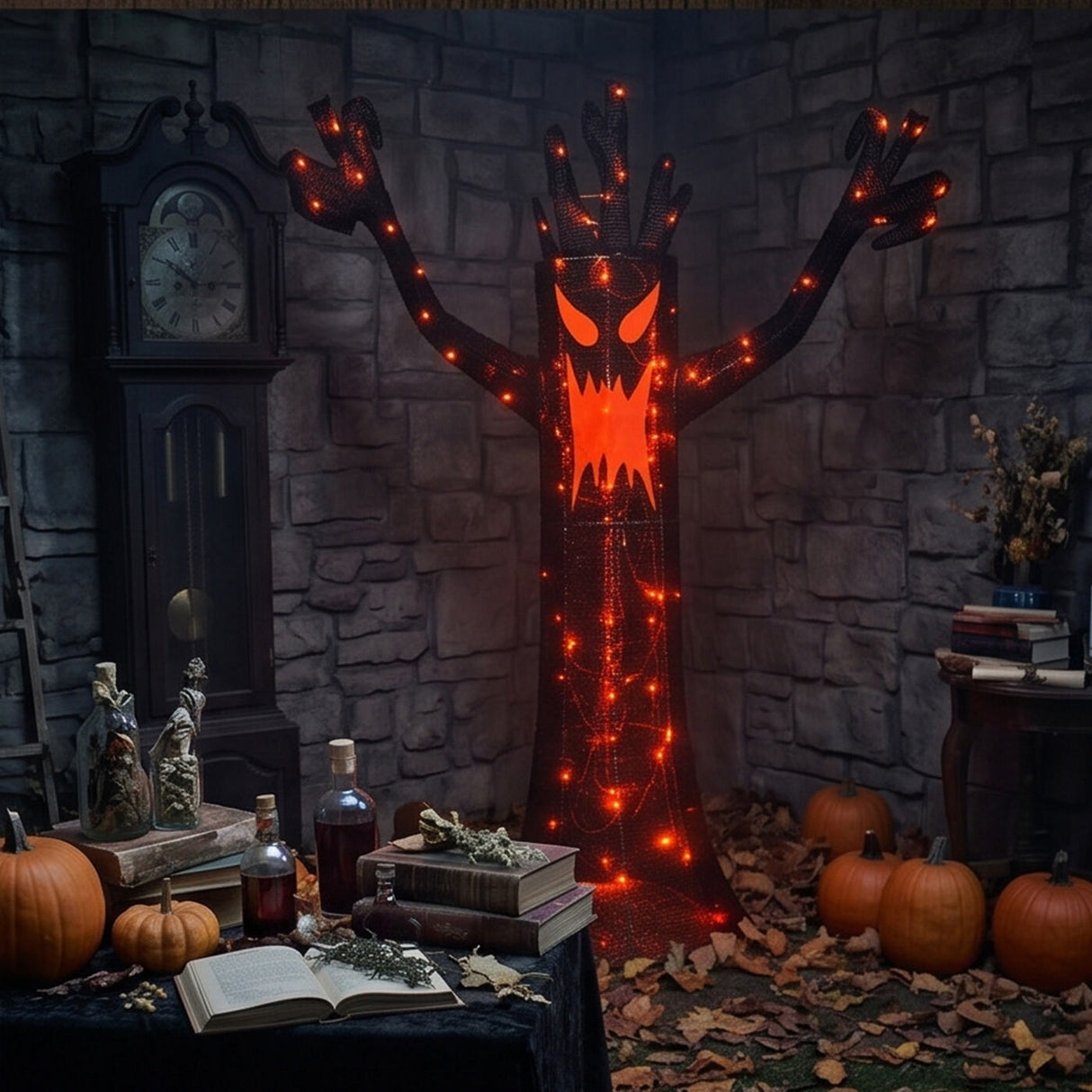 4FT Halloween Spooky Black Tree with LED Lights