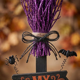 33IN Halloween “Welcome My Pretties” Witch Broom Garden Stake Decor
