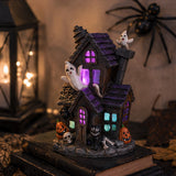 6 in. Halloween Pre-Lit Black Haunted House Decoration with LED Lights
