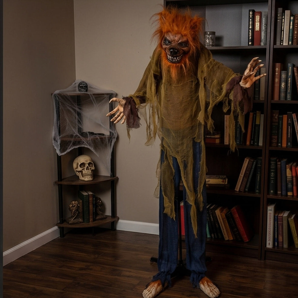 63 in Animated Sound Activated Werewolf Halloween LED Decor
