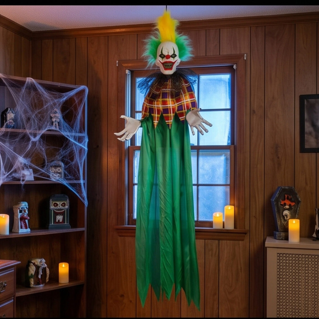 39 in Animated Hanging Scary Clown Halloween LED Decor
