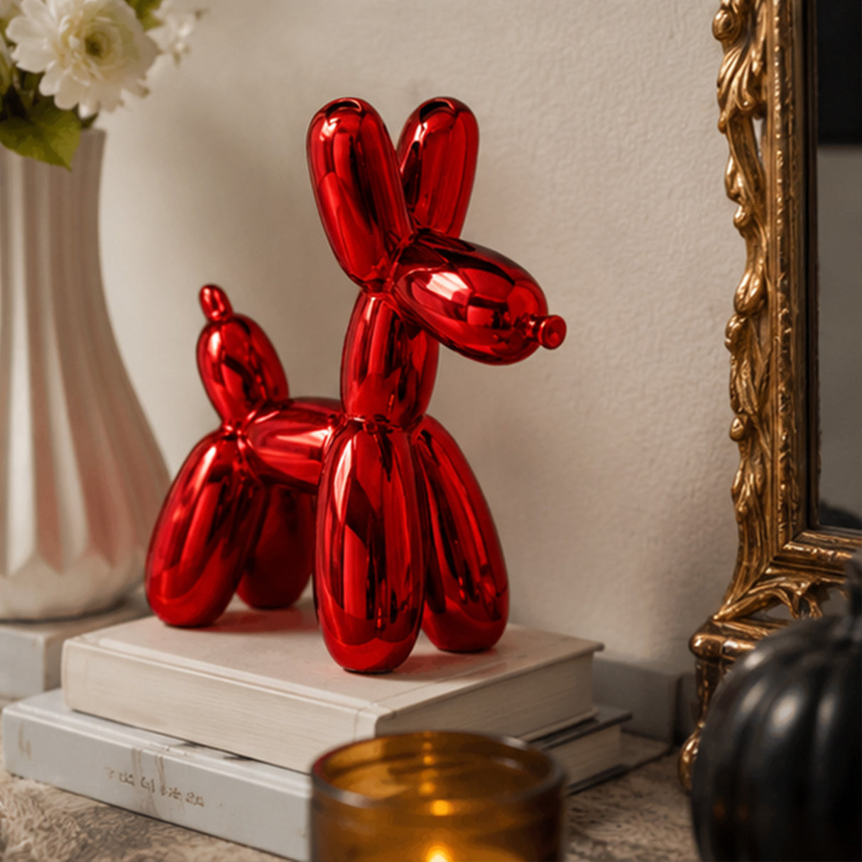 11IN Red Balloon Dog Figurine Halloween Table Decor