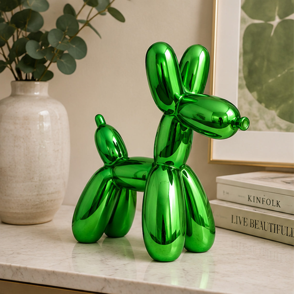 11IN Green Balloon Dog Figurine Halloween Table Decor