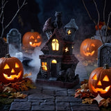 7IN Pre-Lit Black Haunted House Halloween LED Decor