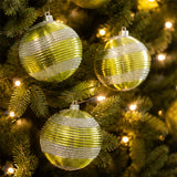 4PC Shatterproof Swirling Lime Green Glitter Christmas Ball Ornaments