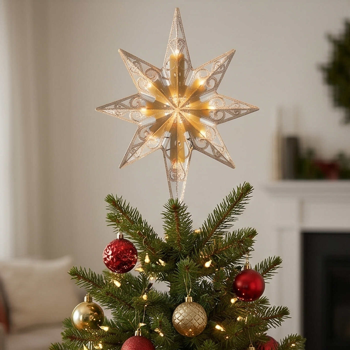 11IN Battery Operated Bethlehem Star Tree Topper
