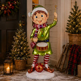 37IN Drumming Pixie Elf with Multicolor LED Lights