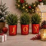 8IN Christmas JOY Tabletop Card Holder Votive Set of 3