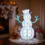 48IN Pre Lit Iridescent Snowman with Cool White LED Lights