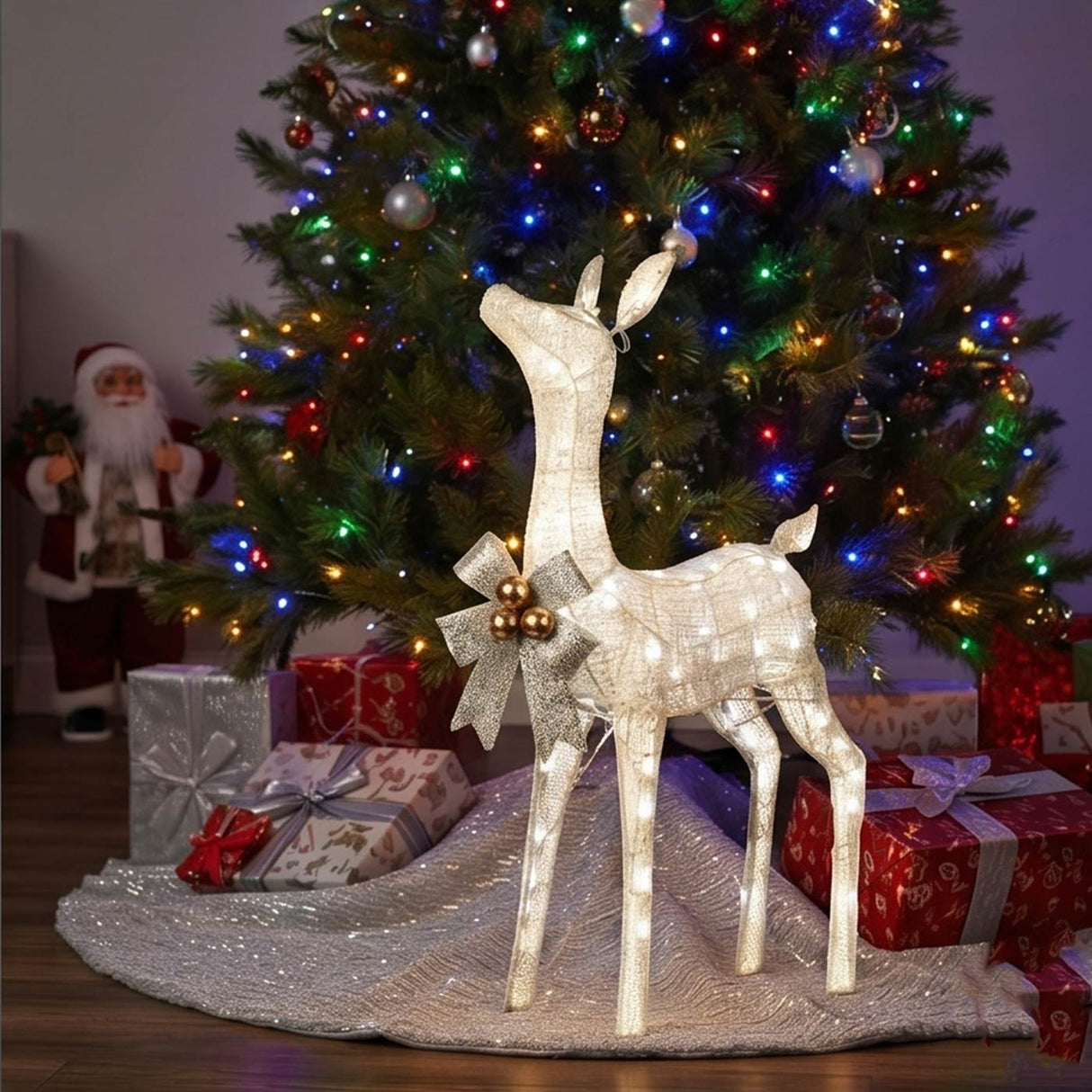 36 in. Pre-Lit Glittered Fawn Plug-In