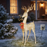 74 in. Pre-lit Crystal Champagne Standing Buck