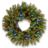 Pre-Lit 24 in. Norwood Fir Christmas Wreath with Multicolor LED Lights