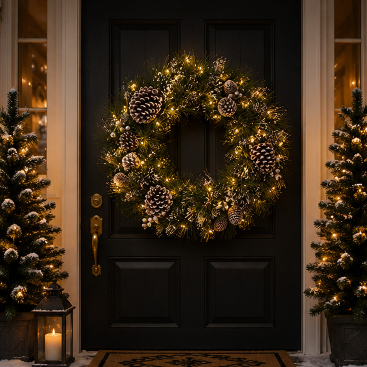 Pre-Lit 24 in. Whitter Pine Christmas Wreath with Warm White LED Lights