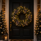 Pre-Lit 24 in. Whitter Pine Christmas Wreath with Warm White LED Lights